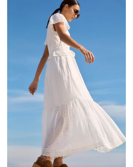 ME+EM Modern Zig Zag Broderie Maxi Dress in White | Lyst
