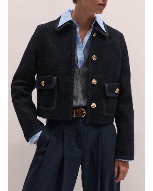 ME+EM Black Straight Cropped Bound Jacket
