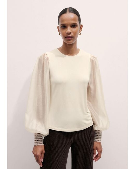 ME+EM Brown Feature Cuff Layering Blouse