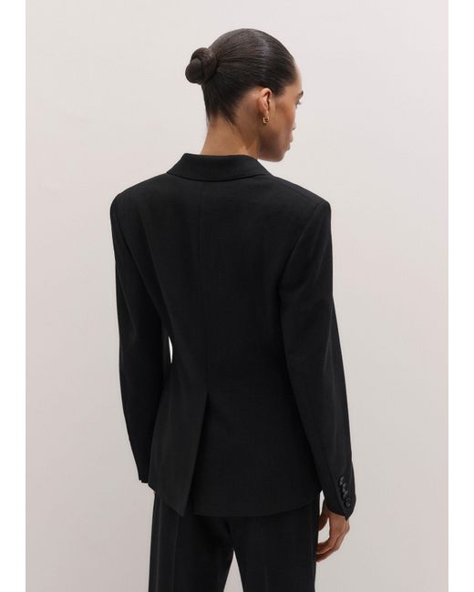 ME+EM Black Contour Sharp Shoulder Blazer