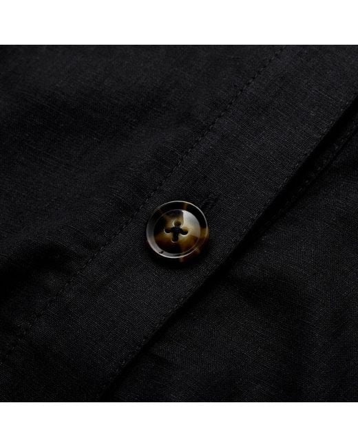 ME+EM Black Crease-Less Linen Boxy Crop Shirt