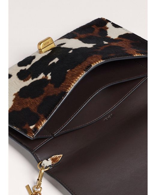 ME+EM Black Cow Print Envelope Clutch Dark Multi