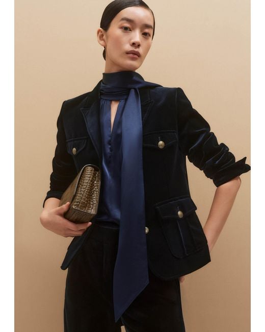 ME+EM Blue Velvet Evening Jacket