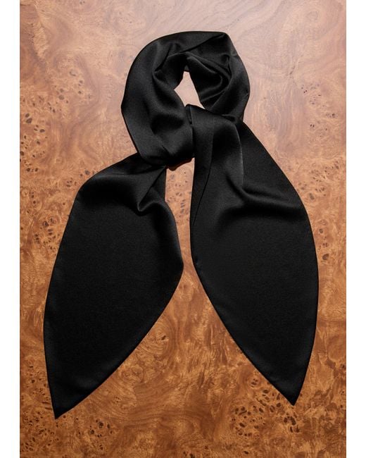 ME+EM Black Silk Satin Evening Scarf