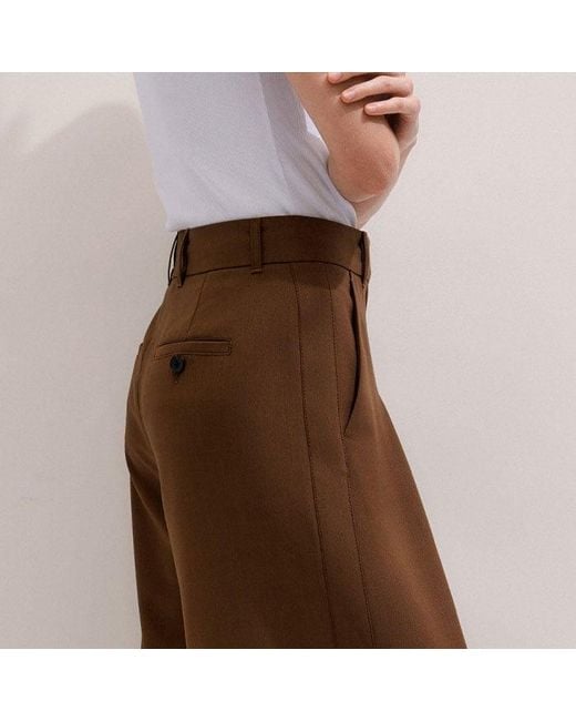 ME+EM Brown Ultimate Wide Pleat Front Trouser