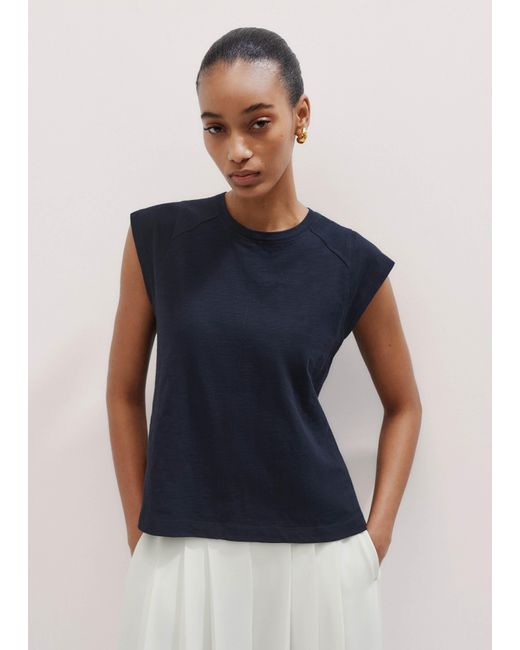 ME+EM Blue Cap Sleeve Crew Neck Swing Tee