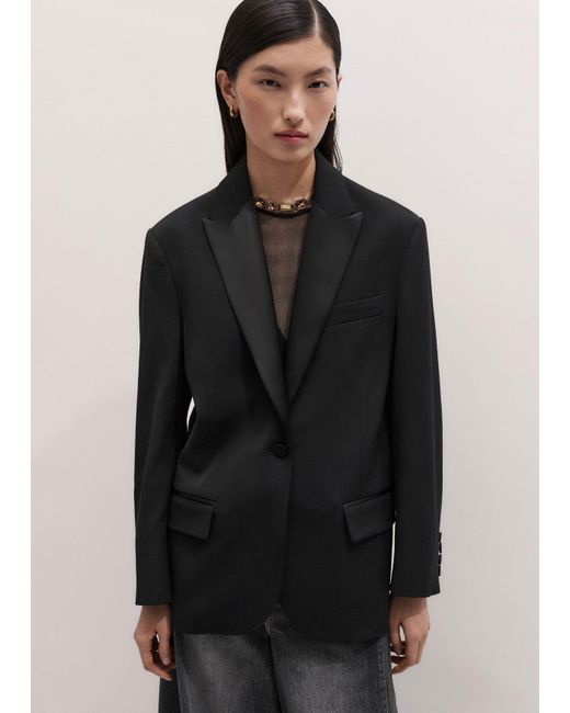 ME+EM Black Intelligently Oversized Tux Jacket