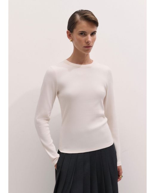 ME+EM Natural Ultimate Rib Long Sleeve Top