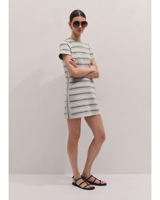 ME+EM Gray Textured Stripe Mini Dress