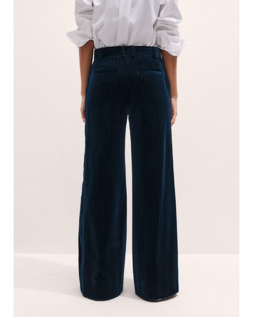 ME+EM Blue Pinstripe Wide Leg Pant