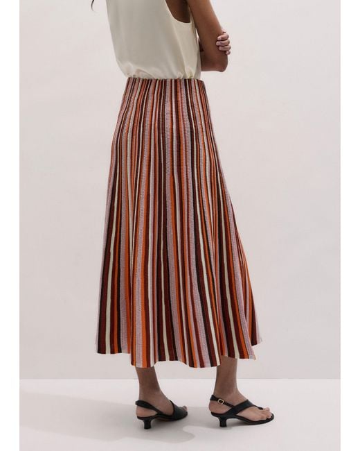 ME+EM White Metallic Textured Stripe Knit Maxi Skirt