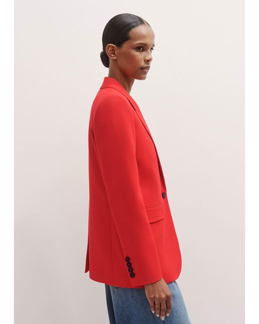 ME+EM Red Pop Color Sharp Shoulder Straight Blazer