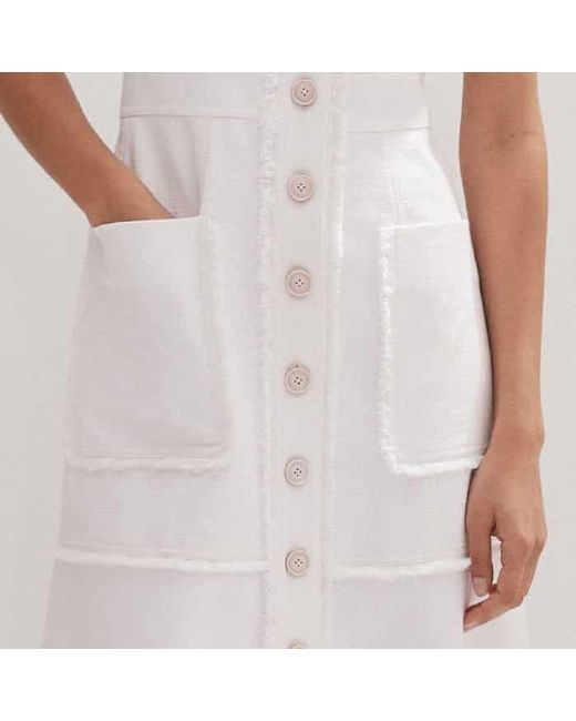 ME+EM Natural Cotton-Blend Fringed Midi Dress