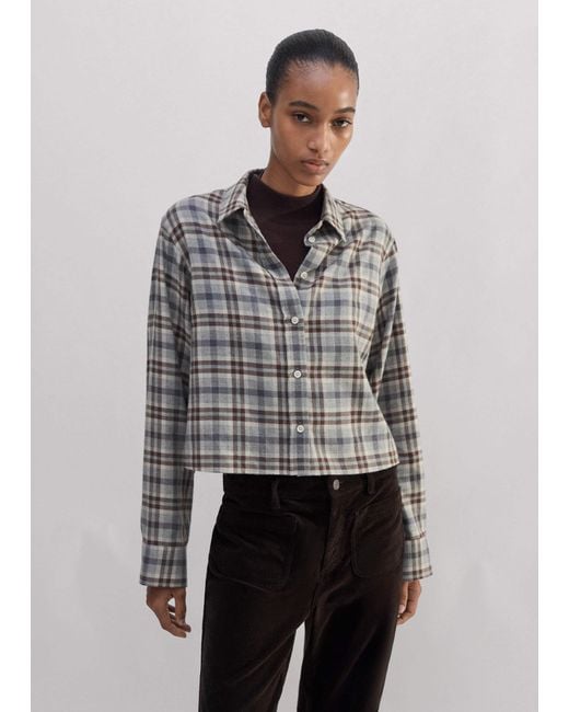 ME+EM Gray Soft Cotton Merino Check Shirt