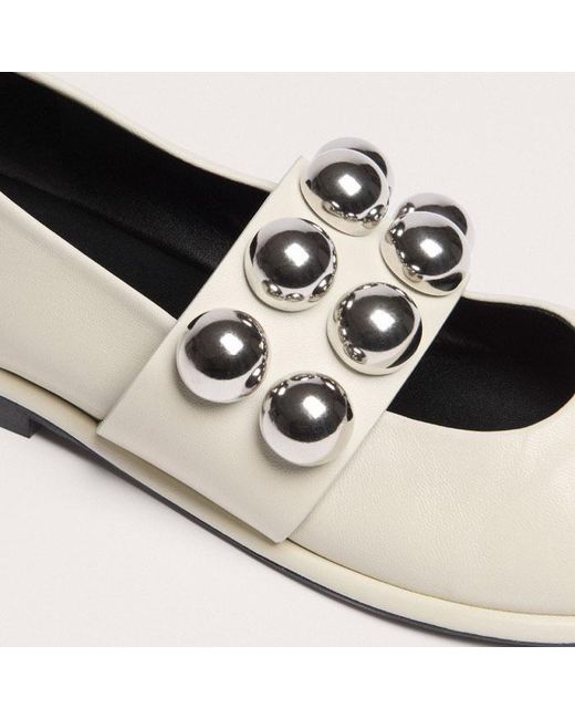 ME+EM Natural Oversized Stud Ballerina Flat