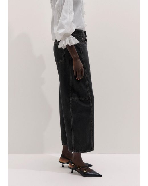 ME+EM Black Cropped Exaggerated Taper Jean