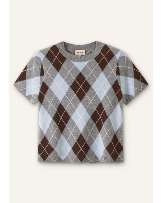 ME+EM Blue Cashmere Argyle Baby Tee