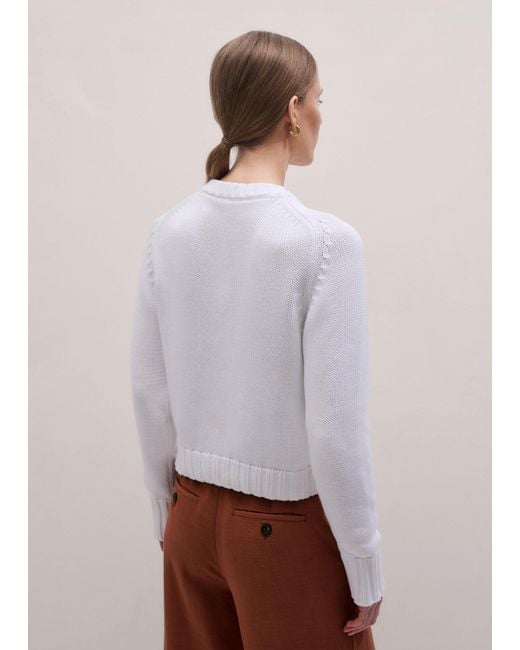ME+EM White Chunky Cotton Straight Crop Jumper