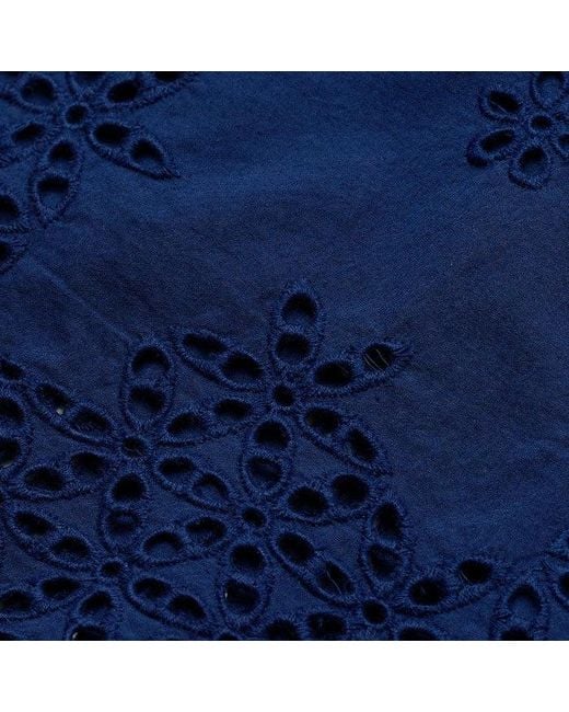 ME+EM Blue Cotton Broderie Border Maxi Shirt Dress + Belt Intense