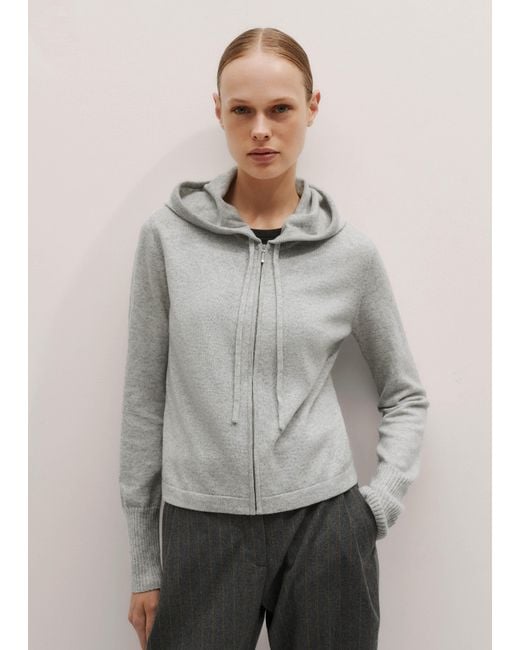 ME+EM Gray Cashmere Relaxed Fit Box Zip Hoody Mélange