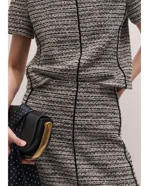 ME+EM Gray Soft Tweed Midi Skirt