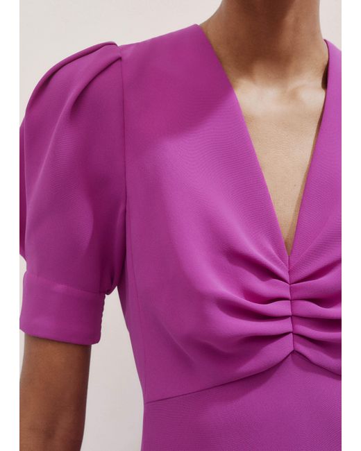 ME+EM Pink Crepe Midi Dress