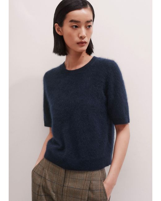 ME+EM Multicolor Brushed Cashmere Straight Knit Tee