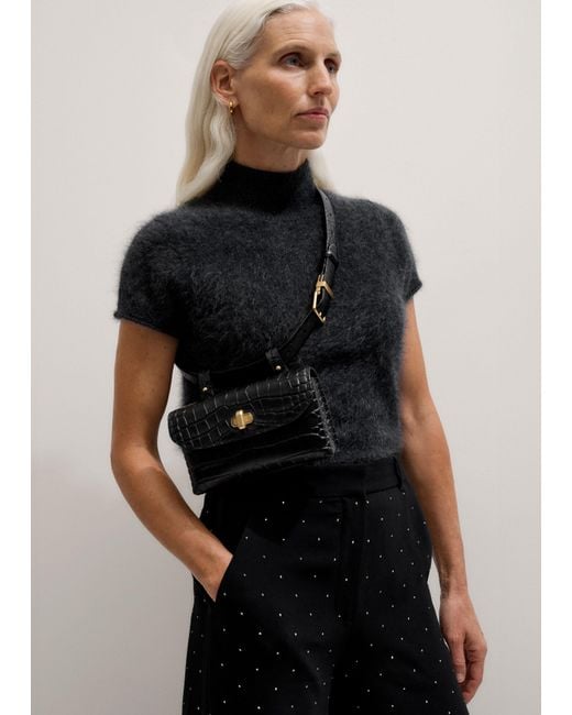 ME+EM Black Croc Print 5 Way Belt Bag