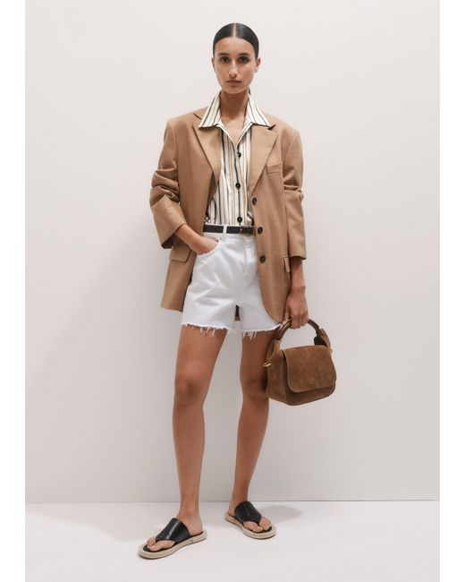 ME+EM Multicolor Fluid Crop Overshirt/Tobacco