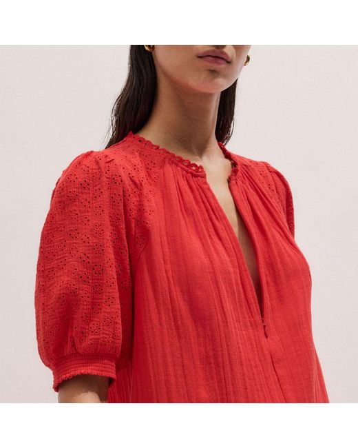 ME+EM Embroidered Cheesecloth Short Dress