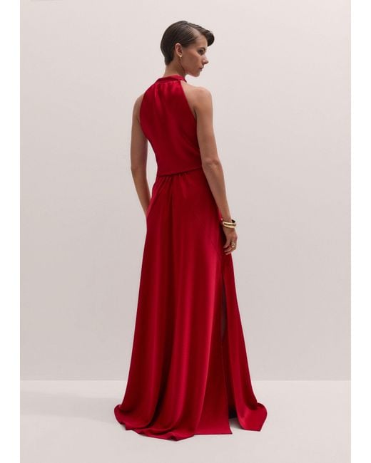 ME+EM Red Beautifully Draped Full Length Dress