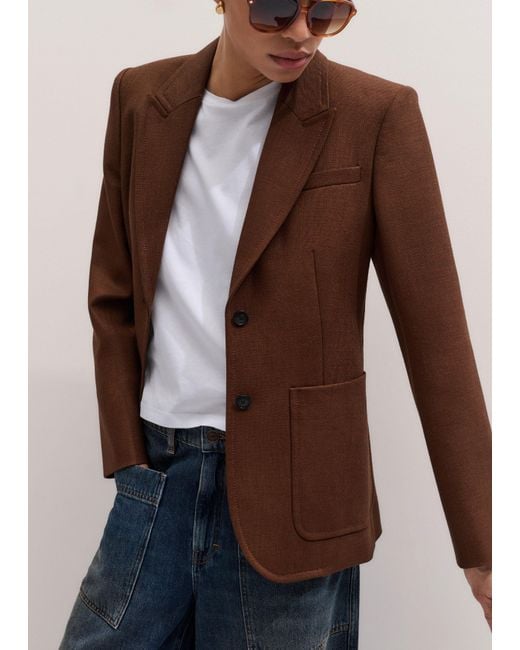 ME+EM Brown Sharp Shoulder Contour Blazer