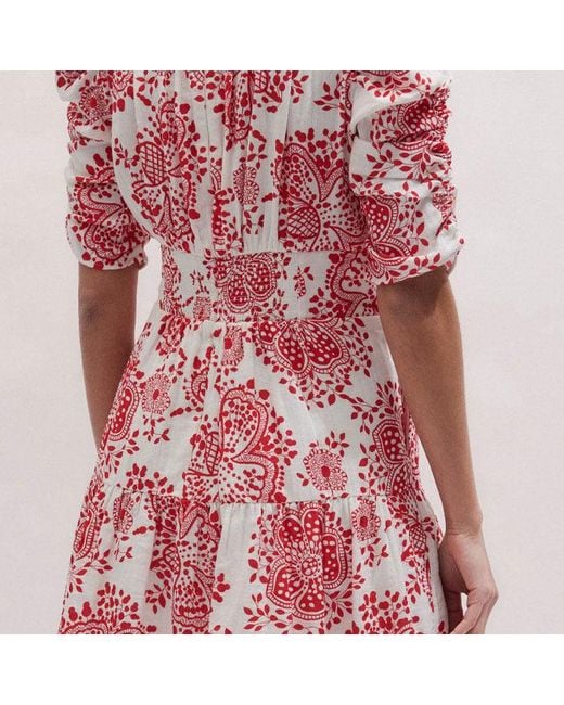 ME+EM Red Fit & Flare Twist Detail Cheesecloth Short Dress Soft