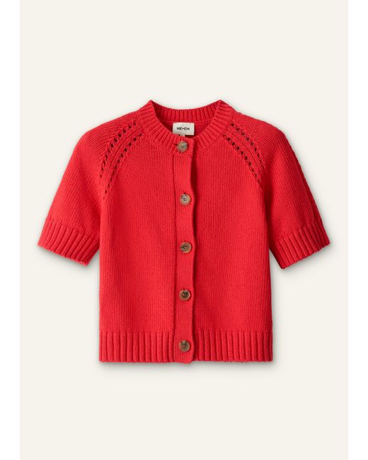 ME+EM Red Chunky Cotton Button-Through Knit Tee