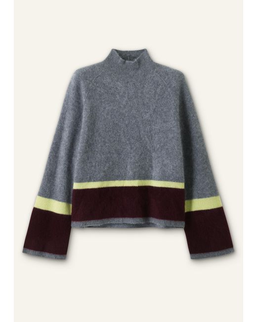 ME+EM Gray Brushed Cashmere Relaxed Stripe Jumper