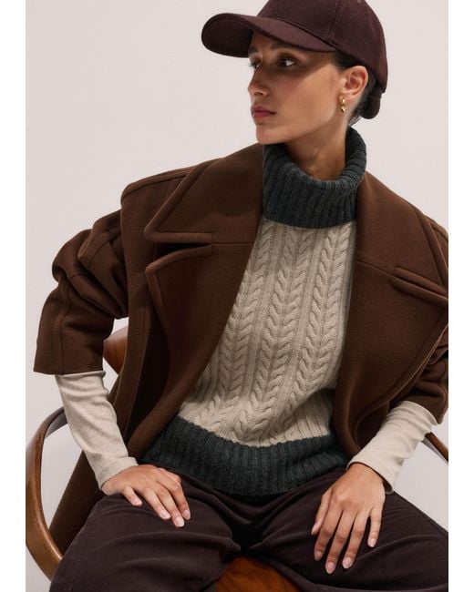 ME+EM Brown Merino Cashmere Patched Cable Knit Vest