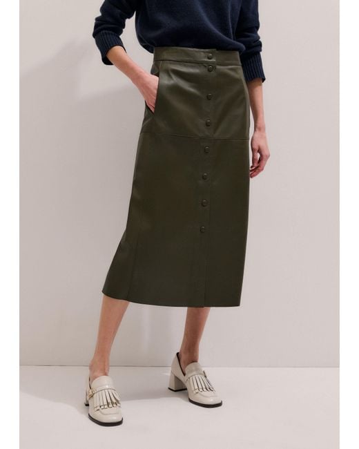 ME+EM Green Straight Button Front Maxi Skirt