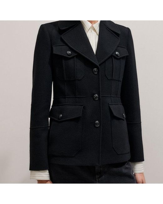 ME+EM Blue Longline Fitted Military Jacket