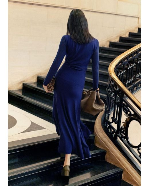 ME+EM Blue High Neck Knit Maxi Dress + Layering Top
