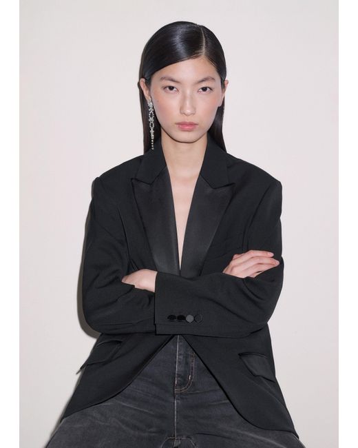 ME+EM Black Intelligently Oversized Tux Jacket