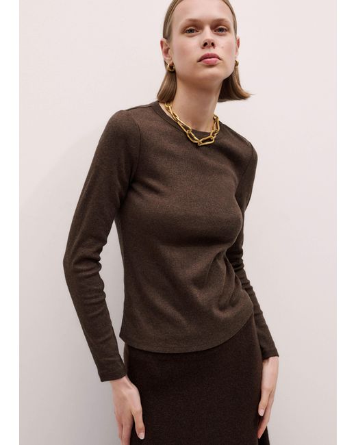 ME+EM Brown Ultimate Rib Long Sleeve Top