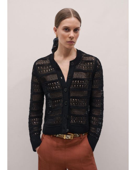 ME+EM Black Linear Knit Straight Cardigan
