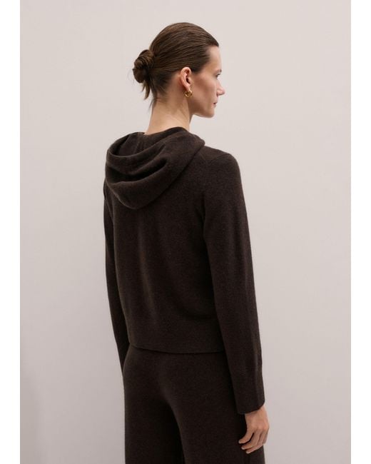 ME+EM Brown Cashmere Two Way Zip Straight Hoody Warm Chocolate Melange