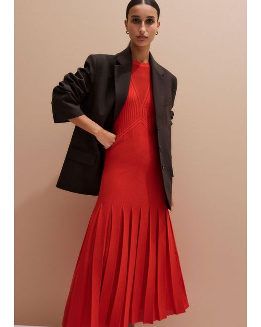 ME+EM Red Conceal + Reveal Lace Knit Maxi Dress