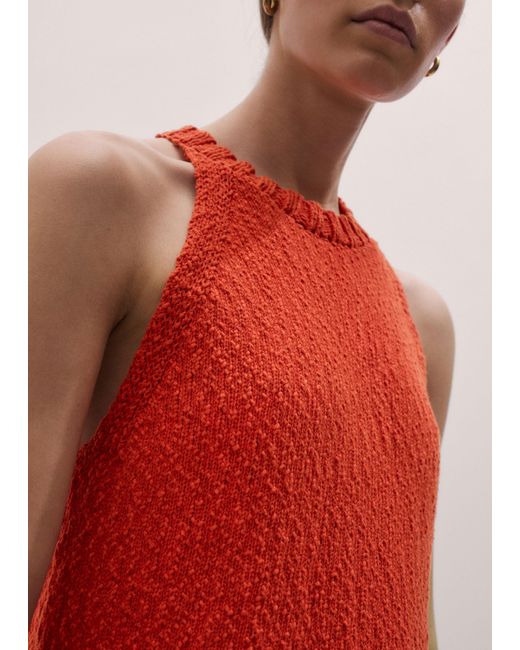 ME+EM Red Cotton Bouclé Halterneck Vest