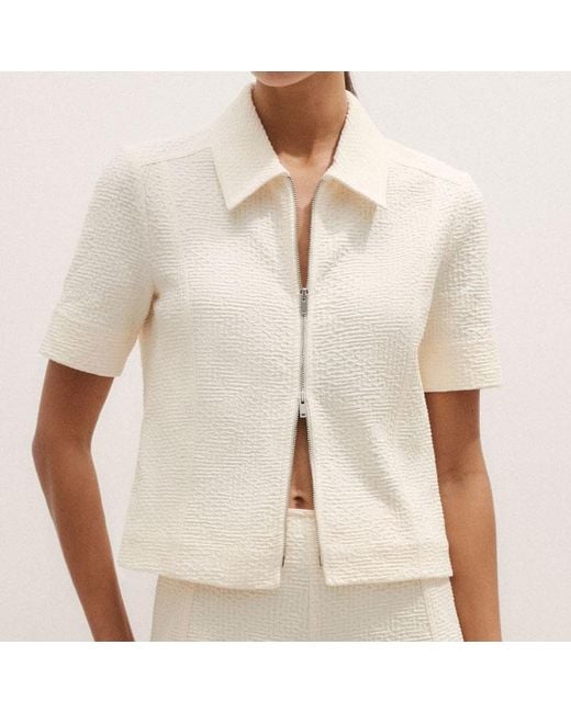 ME+EM Natural Textured Ponte Crop Wide-Leg Trouser
