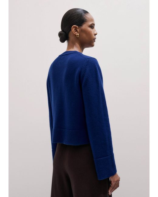 ME+EM Blue Button-Through Straight Cardigan