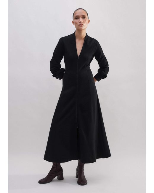 ME+EM Black Travel Tailoring Zip Front Midi Dress