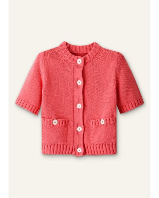 ME+EM Pink Button Through Straight Knit Tee