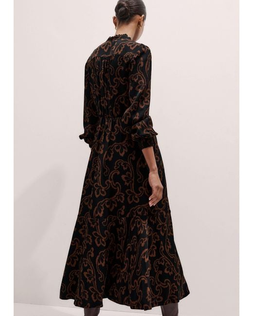 ME+EM Black Floral Scroll Print Maxi Dress + Tie